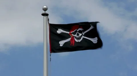 Pirate flag waving in the wind Stock Footage 8859120