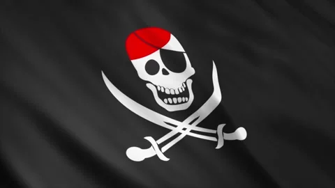 Pirate Flag waving in the wind Stock Footage 236434428