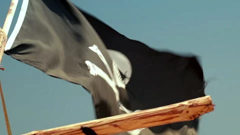Pirate flag waving in the wind Stock Footage 240900506