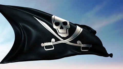 Pirate Flag waving in the wind Stock Footage 241632828