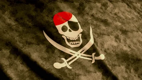 Pirate Flag waving in the wind grunge version Stock Footage 236434683