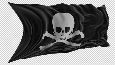 Pirate Flag Waving in the Wind Stock Illustration
