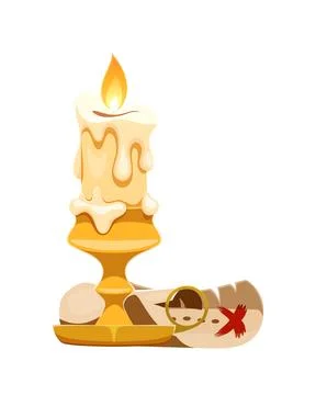 Pirate font treasure map and candle letter L Stock Illustration