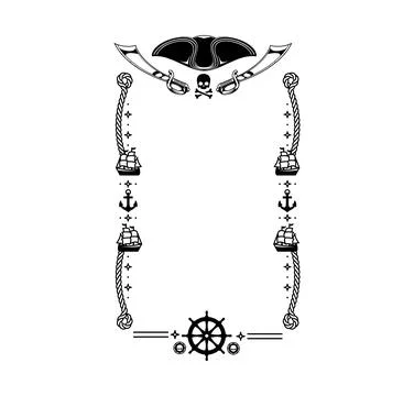 Pirate frame with ropes and piracy elements Ilustração Stock