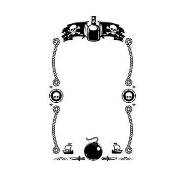 Pirate frames with ropes and piracy elements 스톡 일러스트