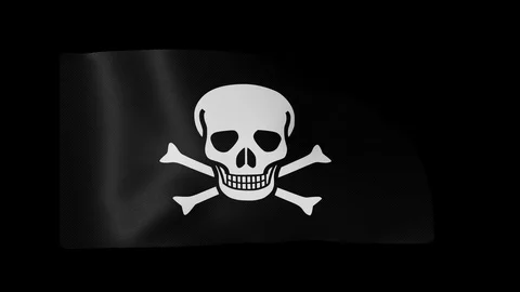 Pirate Full Flag plus alpha channel Video stock 87257596