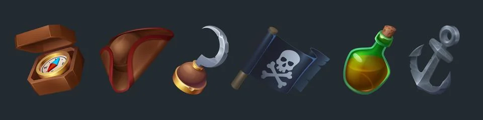 Pirate game ui design elements Stock Illustration
