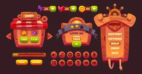 Pirate game ui design elements Stock Illustration