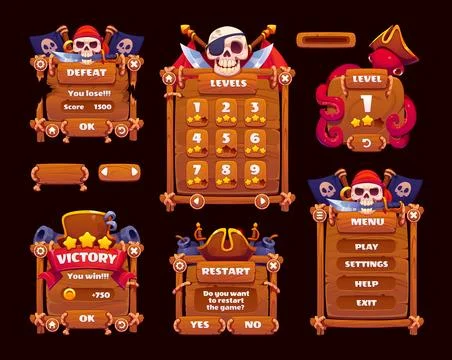 Pirate game UI menu interface window and app panel イラスト素材