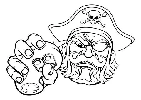 Pirate Gamer Video Game Controller Mascot Cartoon Stock Illustration