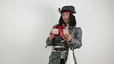 Pirate with a gift  Stock Footage 71610465