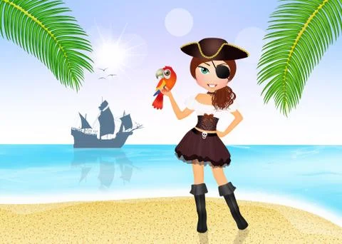 Pirate girl 스톡 일러스트