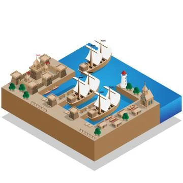 Pirate Harbor. Stock Illustration