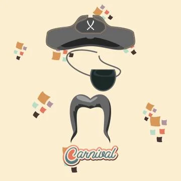 Pirate hat and eye patch carnival accessories 库存插图