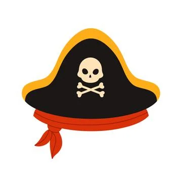 A Pirate Hat featuring a Skull and Crossbones Symbol as a striking Icon for Stock Illustration