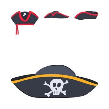 Pirate hat set with skull and crossbones symbol Stock Illustration