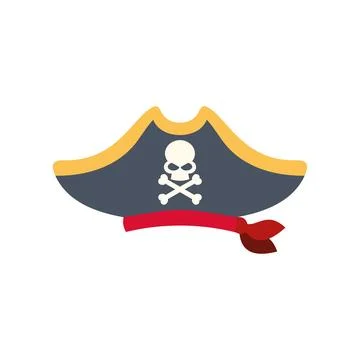 Pirate hat with skull and crossbones and red bandana Stock Illustration