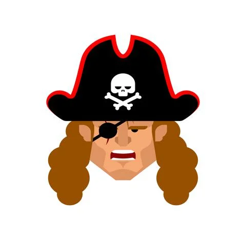 Pirate head isolated. Filibuster face. vector illustration Stock Illustration