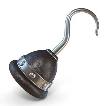 Pirate hook 3D Pirate hook 3D render illustration isolated on white backgr... Stock Photos