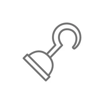 Pirate hook arm line icon. Illustrazione stock