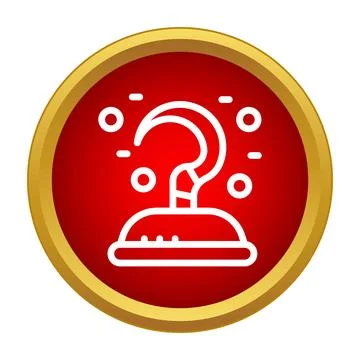 Pirate hook icon on a red button with gold border Illustrazione stock