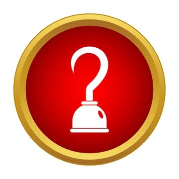 Pirate hook icon in a red circle with rich gold border Stock Illustration