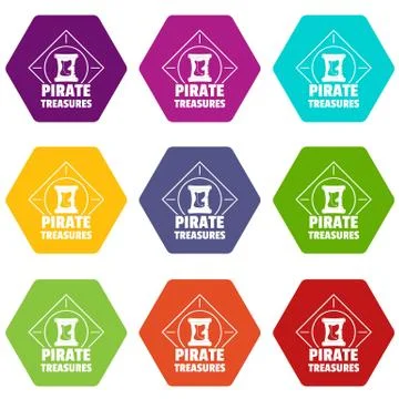 Pirate icons set 9 vector Illustrazione stock
