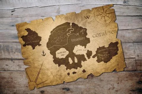Pirate island map Stock Photos