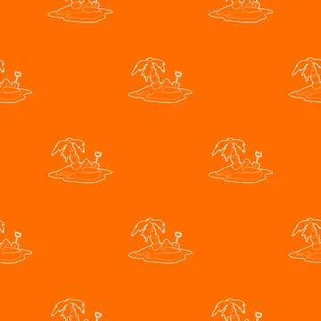Pirate island pattern vector orange 스톡 일러스트