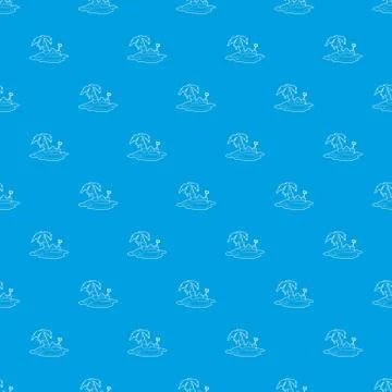Pirate island pattern vector seamless blue Stock Illustration