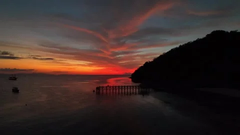 Pirate Island Sunset  LS Stock Footage 344576214