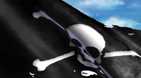 Pirate Jolly Roger Flag Animation  - 4K Resolution Ultra HD Stockbeeldmateriaal 41690187