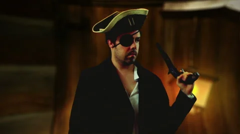Pirate looking gold in tavern Stock Footage 45432530