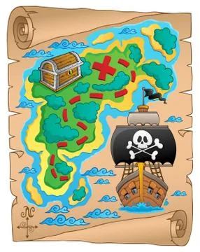 Pirate map theme image Stock Illustration