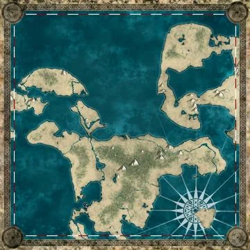 Pirate map of the unknown land 3d rendering Stock Illustration