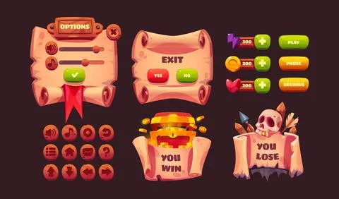 Pirate medieval game interface elements. 库存插图