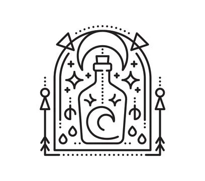 Pirate message in bottle esoteric line symbol Stock-Illustration