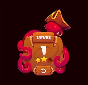 Pirate octopus character game ui menu interface Stock Illustration