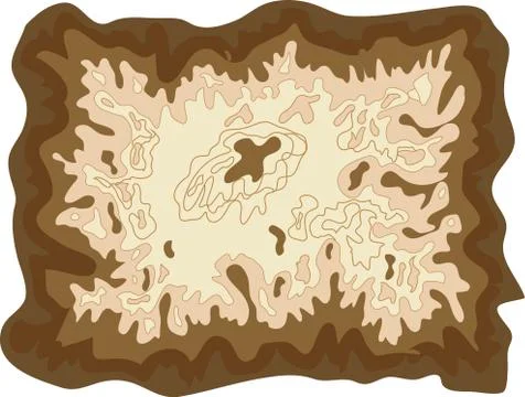Pirate old map on yellow parchment, encrypted messages, Stock Illustration