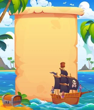 Pirate old paper scroll manuscript banner Ilustración de archivo