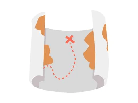 Pirate or sailor treasure map cartoon icon, flat vector illustration isolated. Stock Illustration