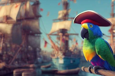 Pirate Parrot Animated Stock Illustration