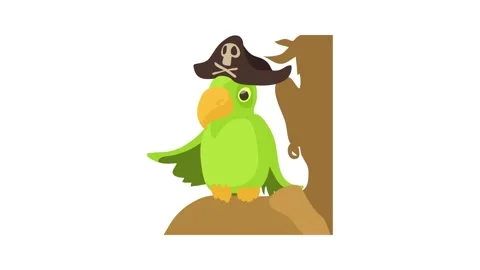 Pirate parrot icon animation Stock Footage 168934646