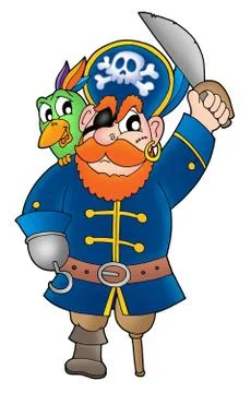 Pirate with parrot  Stockillustratie