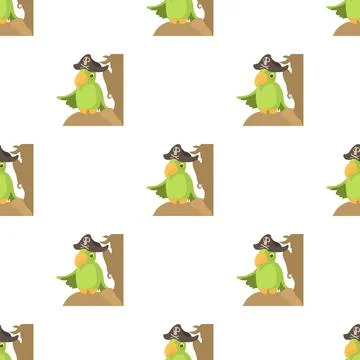 Pirate parrot pattern seamless vector 스톡 일러스트