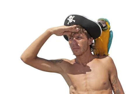 Pirate with a parrot Stock Photos