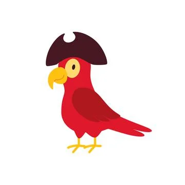 Pirate parrot on a white background, vector flat illustration. Stock Illustration