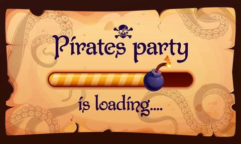 Pirate party countdown loading bar on parchment Illustrazione stock