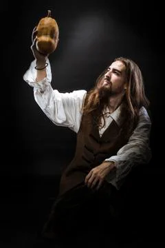 Pirate with pumpkin Stock Photos