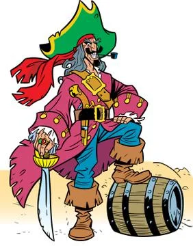 Pirate in a red cloak Stock Illustration